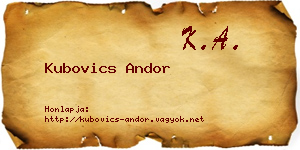 Kubovics Andor névjegykártya
