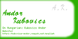 andor kubovics business card